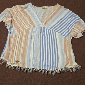 Style U Boho Too In Red And Blue Stripes Size Small
